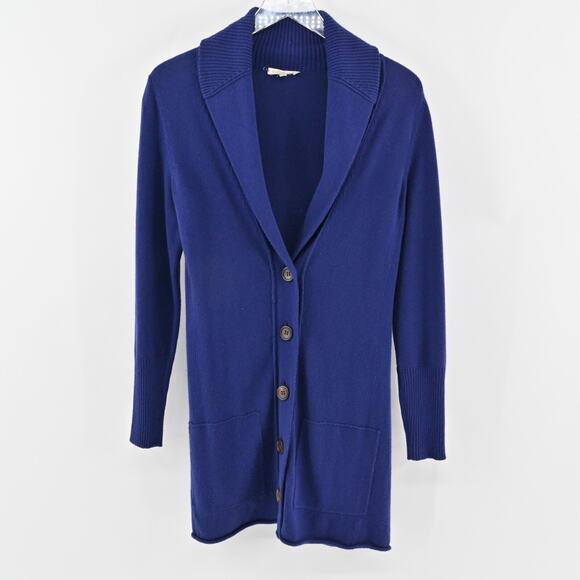 EILEEN FISHER Cardigan Sweater Womens Size XS Cotton Cashmere Blend‎ Knit Blue - Picture 1 of 12